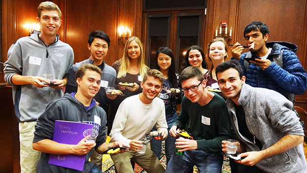 Group of First Years Enjoying Refreshments at Welcome Party